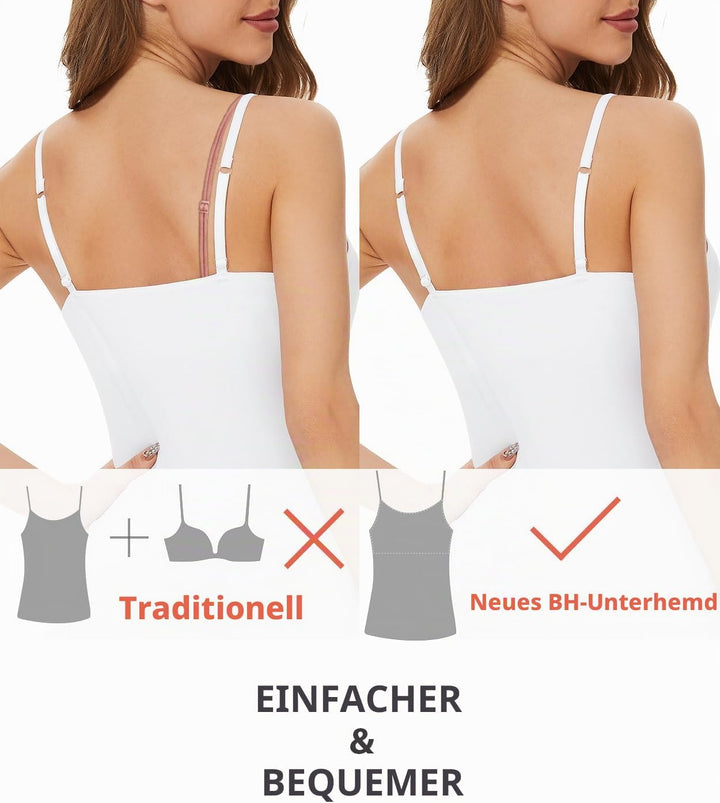 Knuffnee Damen Baumwolle Unterhemd Regal BH Unterhemden Verstellbaren Spaghetti Top 3er Pack XL Schw
