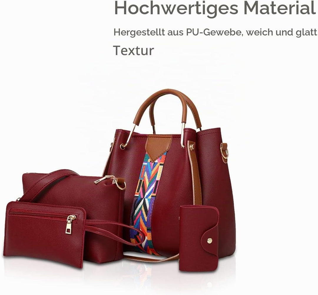 NICOLE &amp; DORIS Damen Handtaschen Umhängetaschen 4 Stück Handtaschen für Damen Top-Griffe Schultertas