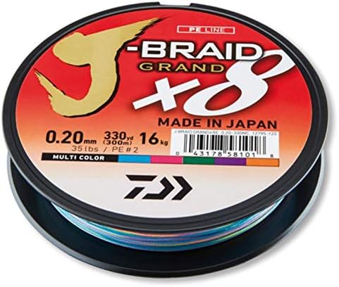 Daiwa J-Braid Grand 8-Braid, 1500 Meter, Multicolor, geflochtene Angelschnur 0.13mm / 8.5kg / 19lbs,