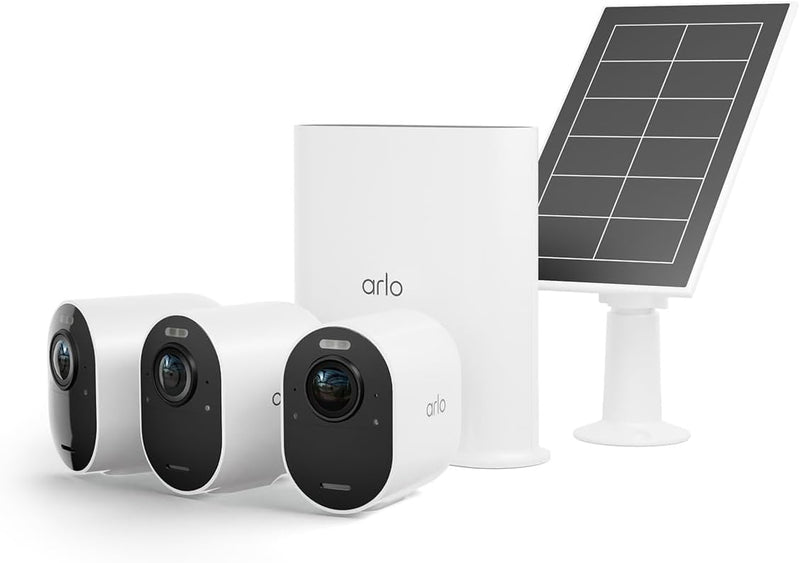 Arlo Ultra2 Überwachungskamera aussen und GRATIS Solarpanel, 3er Set - weiss, Testzeitraum für Arlo