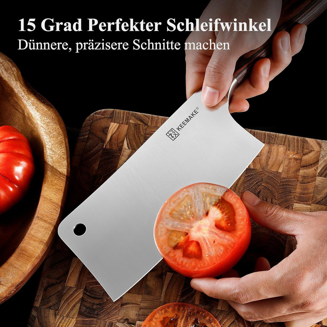 KEEMAKE Hackmesser Küchenmesser Messer - 17 cm Küchenbeil Hackbeil Profi Küchenmesser Messer Kochmes
