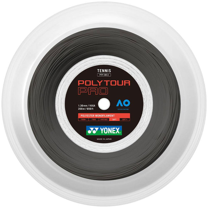 Yonex Saitenrolle Poly Tour Pro 200 m Schwarz, 200 m Schwarz