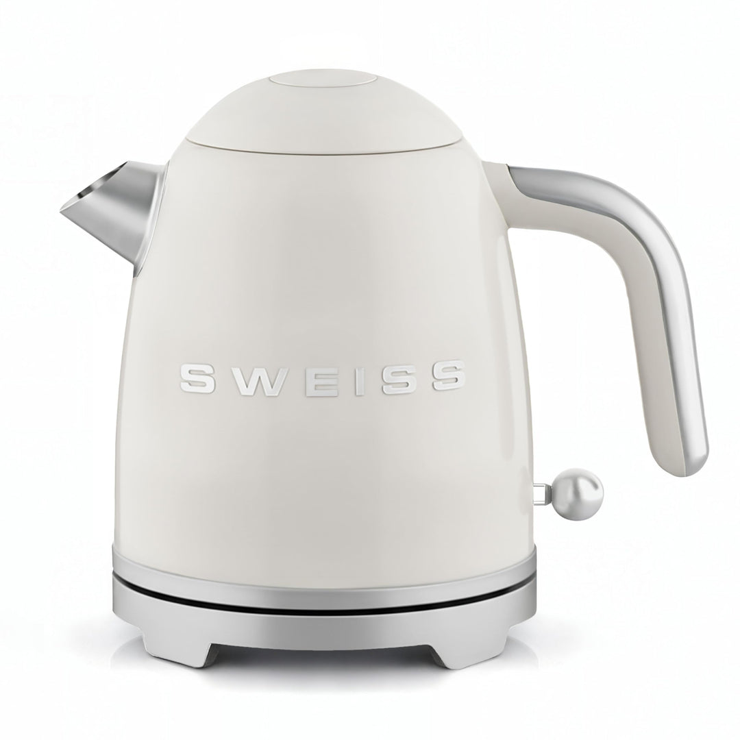 SWEISS Elektrischer Wasserkocher KTS8 im Vintage-Stil, 1 l, kompakter Edelstahl, 1000 W, schnelles K