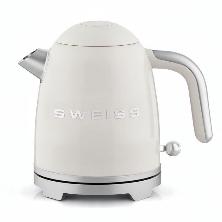 SWEISS Elektrischer Wasserkocher KTS8 im Vintage-Stil, 1 l, kompakter Edelstahl, 1000 W, schnelles K