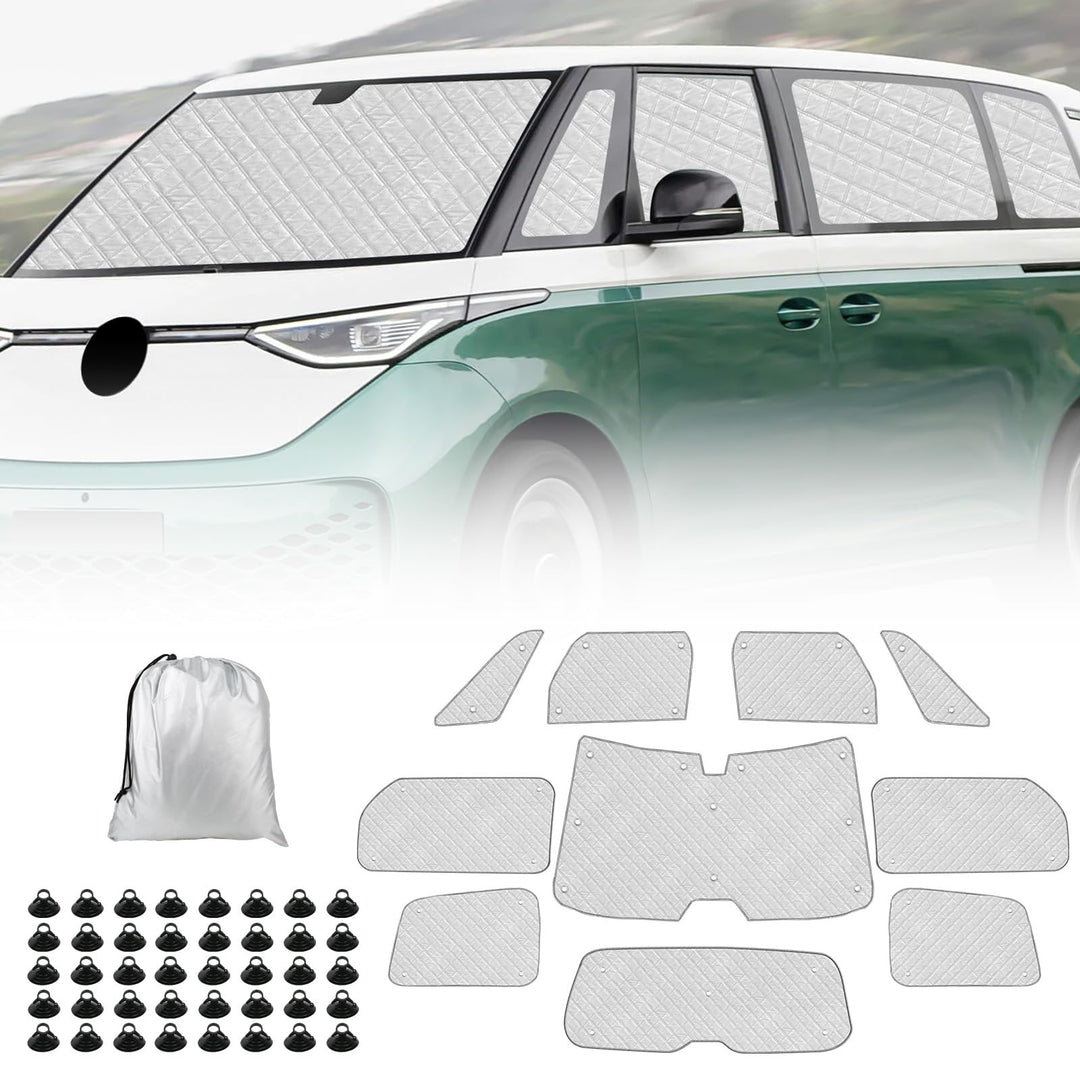Thermomatte Fahrerhaus Innen Kompatibel mit VW ID Buzz 2022-2026, 10PCS LWB Faltbare Isolierte Sonne