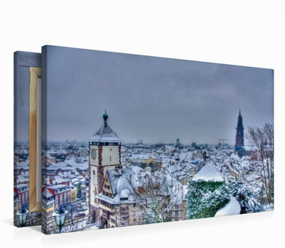 Premium Textil-Leinwand 75 x 50 cm Quer-Format Freiburg im Winter | Wandbild, HD-Bild auf Keilrahmen