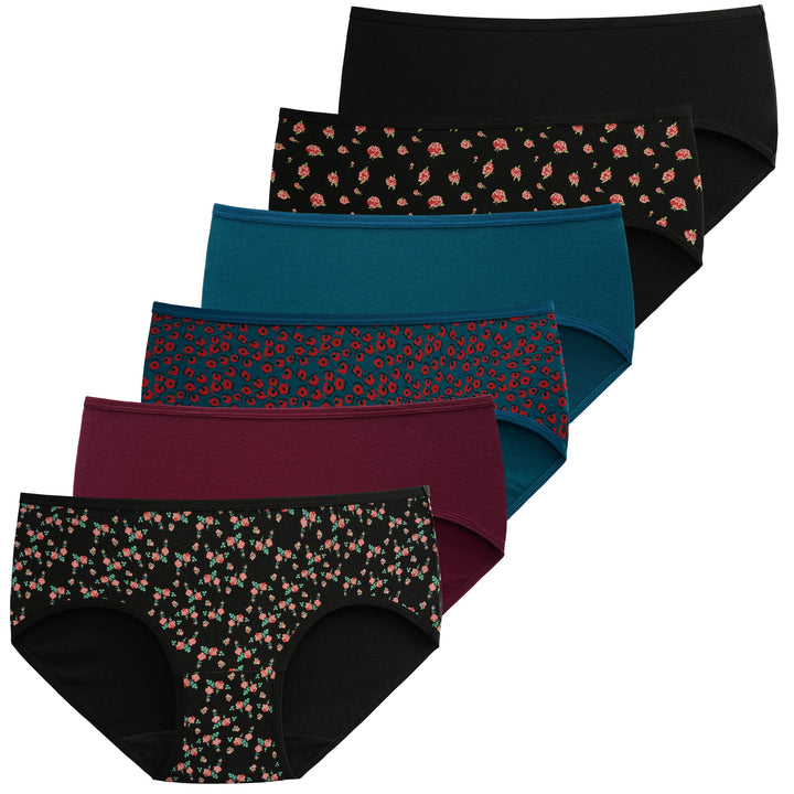 INNERSY Unterhosen Damen Baumwolle Atmungsaktive Hipster Unterwäsche Basic Bequem Panties 6er Pack M