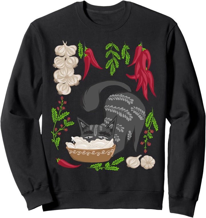 Katze & Vareniki Ukraine Essen Ukrainischen Vyshyvanka Stil Sweatshirt