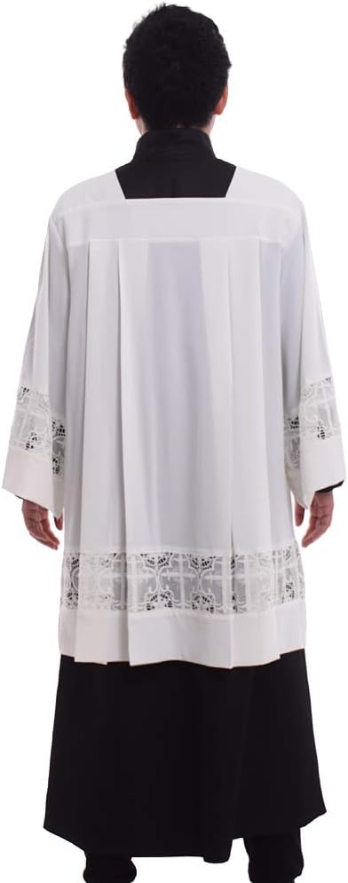 BLESSUME Klerus Alb Katholischer Kanzel Plissiertes Liturgisches Kirchengewand XL Weiss, XL Weiss