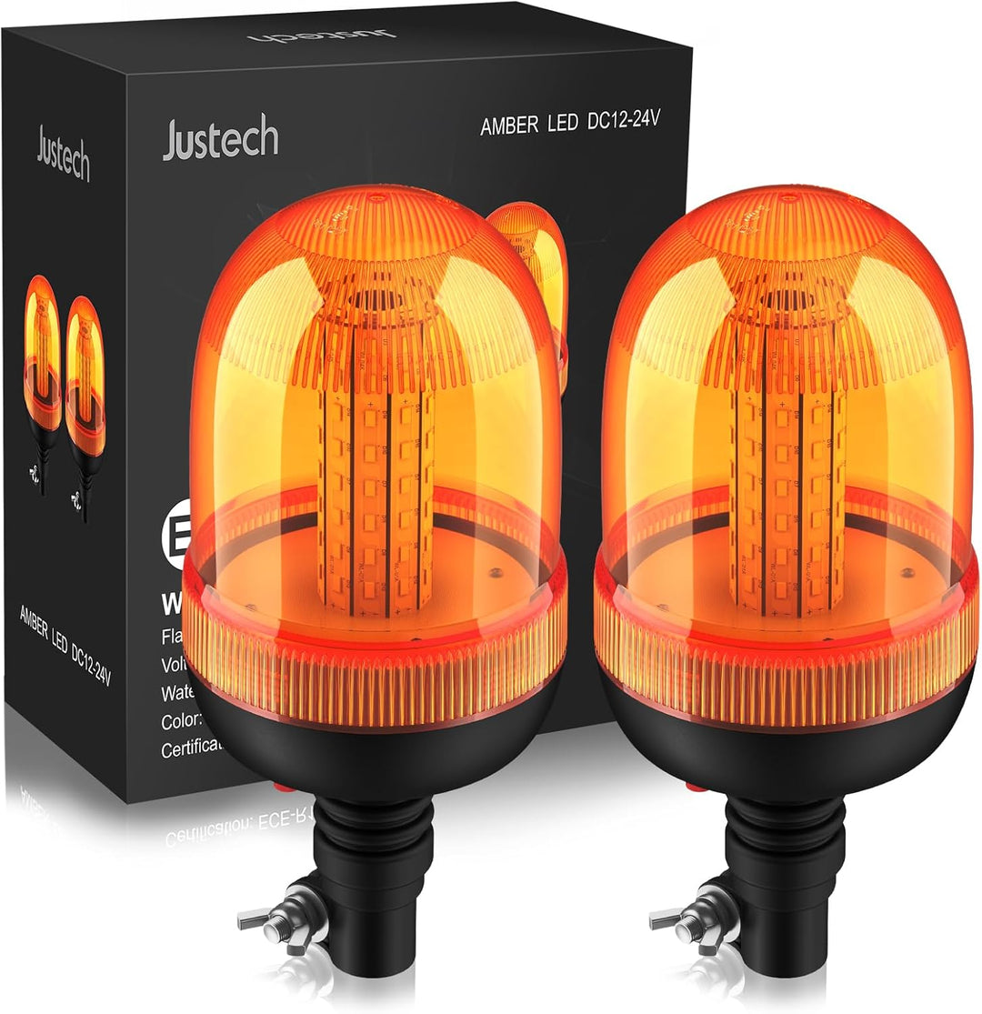 Justech 2x 80LED Rundumkennleuchte Rundumleuchte Warnleuchten LED Amber 12V/24V Blinkleuchte Staubdi