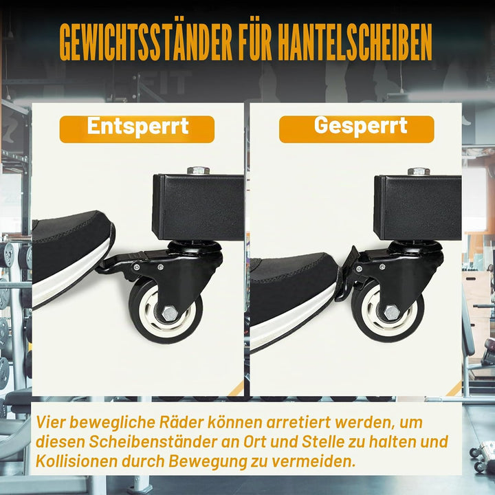 Verbessertes bewegliches olympisches Hantelscheibengestell mit Rad für 5,1 cm Stossstangenplatten, G