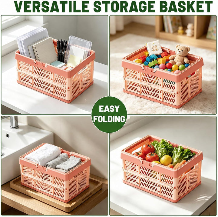Kleine Klappboxen Faltbar, 2er Set Klappkorb mit Henkel 10L, Rosa Rosa 2er-10L, Rosa 2er-10L