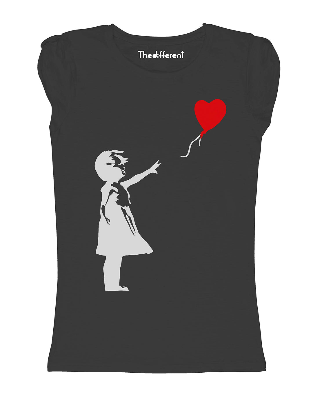 T-Shirt für Damen mit Flammen, für Mädchen, mit Herz-Motiv, Geschenkidee L Schwarz, L Schwarz