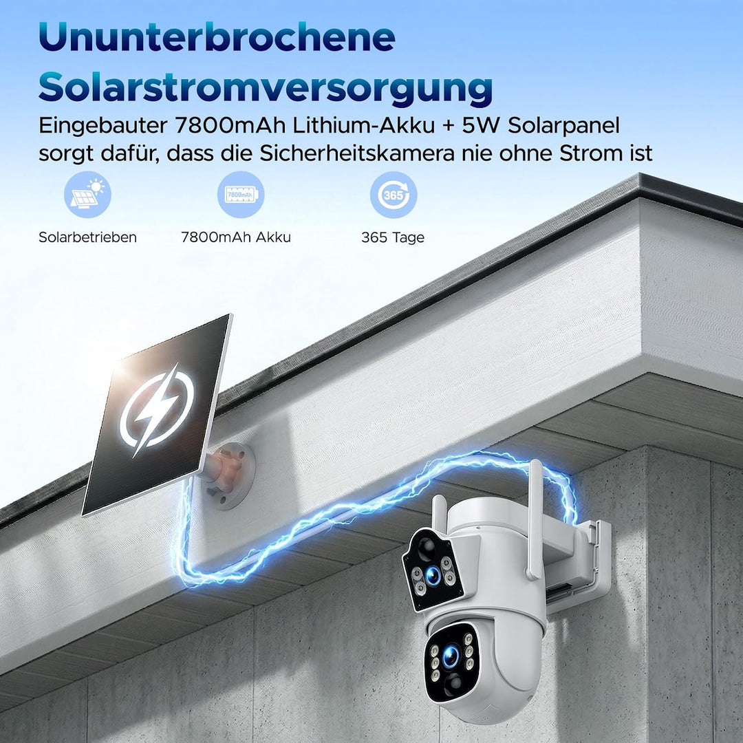 VOOPEAK 4G LTE Überwachungskamera Aussen Solar, Dual-Objektiv 360° PTZ 1 piece, 1 piece