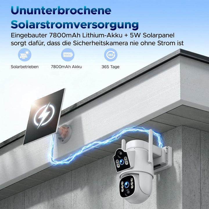 VOOPEAK 4G LTE Überwachungskamera Aussen Solar, Dual-Objektiv 360° PTZ 1 piece, 1 piece