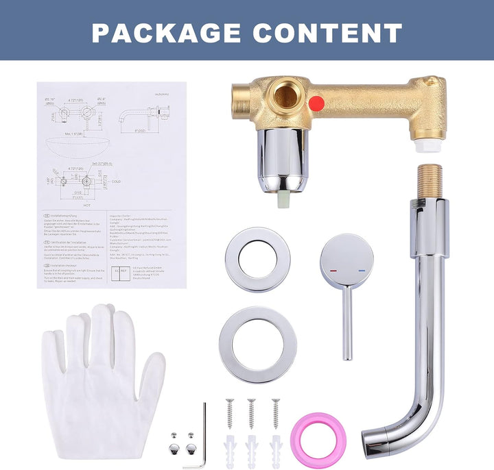 iVIGA Waschtischarmatur, 360° schwenkbar Wasserhahn Bad Unterputz Armatur Waschbecken aus Kupfer mit