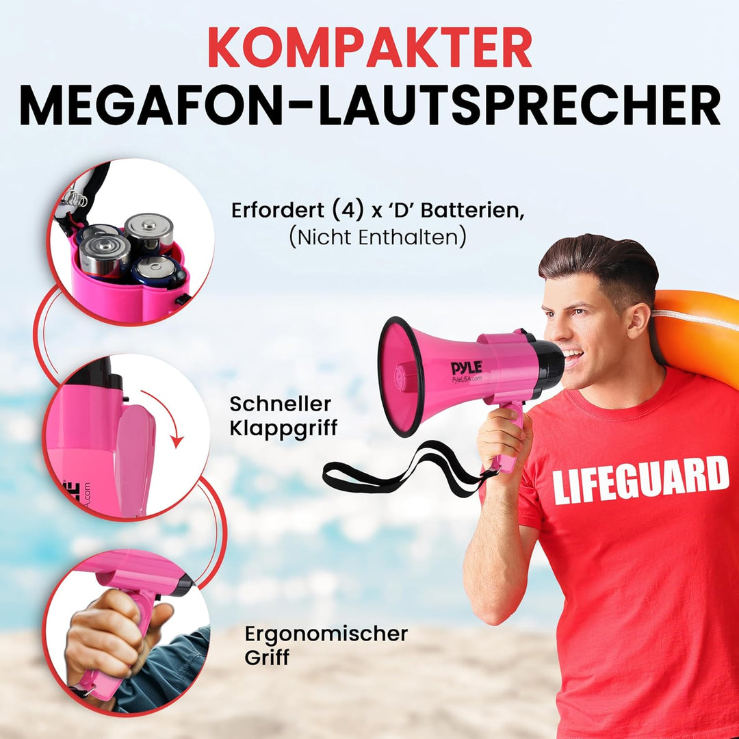 Pyle Megaphon mit Sirene & Mikrofon, Signalhorn – Megafon, Megaphone Kinder & Erwachsene 30 Watt Fal