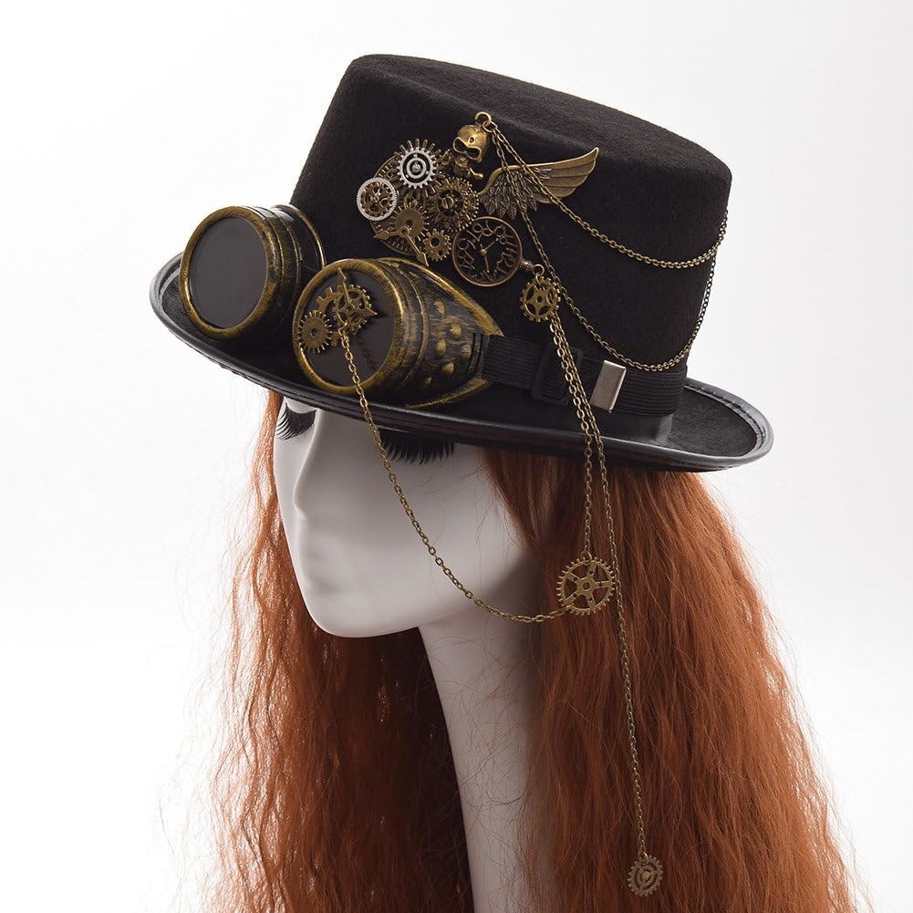 GRACEART Steampunk Hut Zylinder mit Brille Head circumferences 61cm L Style-10, L Style-10