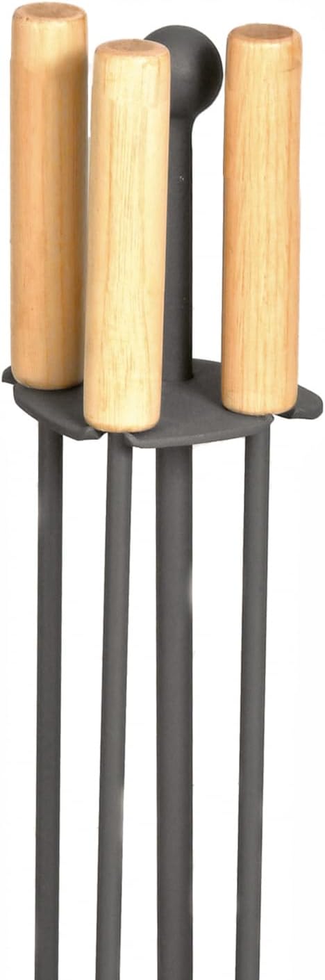 raik 21.02.718.2 Kaminbesteck, 3-teilig, anthrazit, Holzgriffe, 64cm
