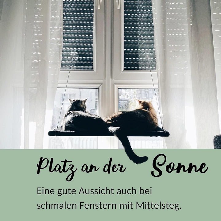 Riijk Fenster Katzenhängematte für Katzen bis 23 kg | Stabile Fensterliegeplatz für grosse Fenster S