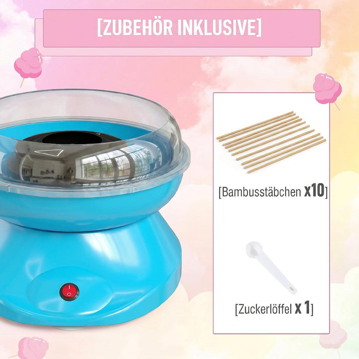 HOMCOM Zuckerwattemaschine für Zuhause Cotton Candy Machine Zuckerwatte Maschine mit Stäbchen und Me