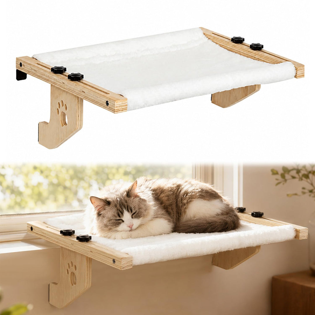 Heizungsliege Hängende Katzenhängematte, Holz Hängematte Katze Heizung mit Weicher Auflage, 2-in-1 S