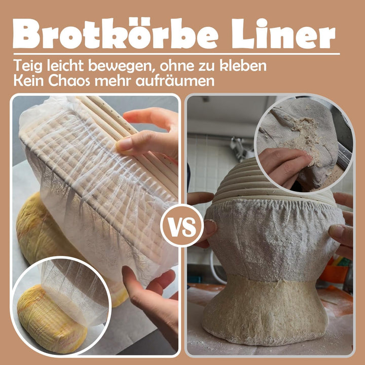 100 Gärkörbchen Vlies-Einlagen - Antihaft-Teigtuch für Brotkörbe, Lebensmittelecht, Ersatz für Bäcke
