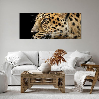 Wandbilder Dekoration Wohnzimmer Tiere Leopard wilde Katze wilde Tiere Bilder auf Leinwand 120x50cm