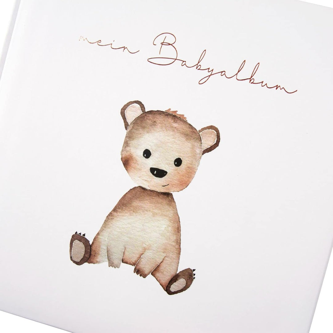 goldbuch 24 458 Fotoalbum Teddybär Foto Album 60 weisse Seiten für 120 Bilder, Babyfotobuch für Mädc