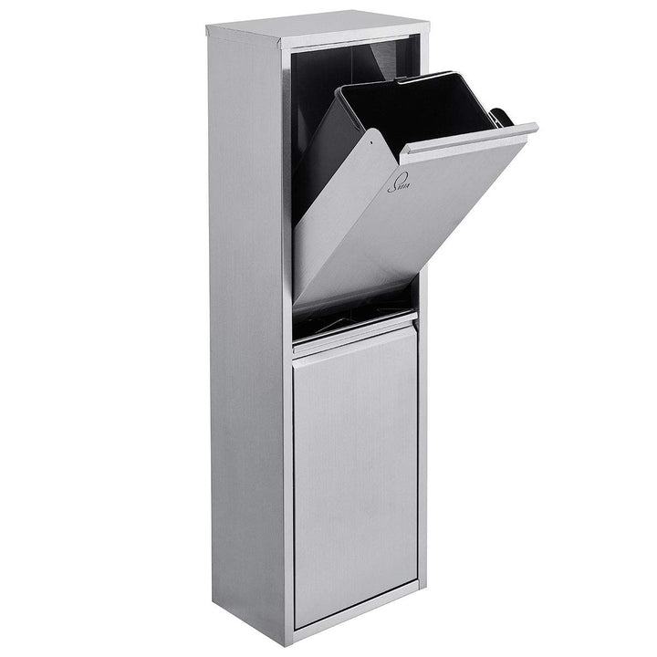 SVITA V2X8 Edelstahl Mülleimer 16 Liter Abfallsammler Abfalleimer Mülltrennung mit Schub-Fächern Ord