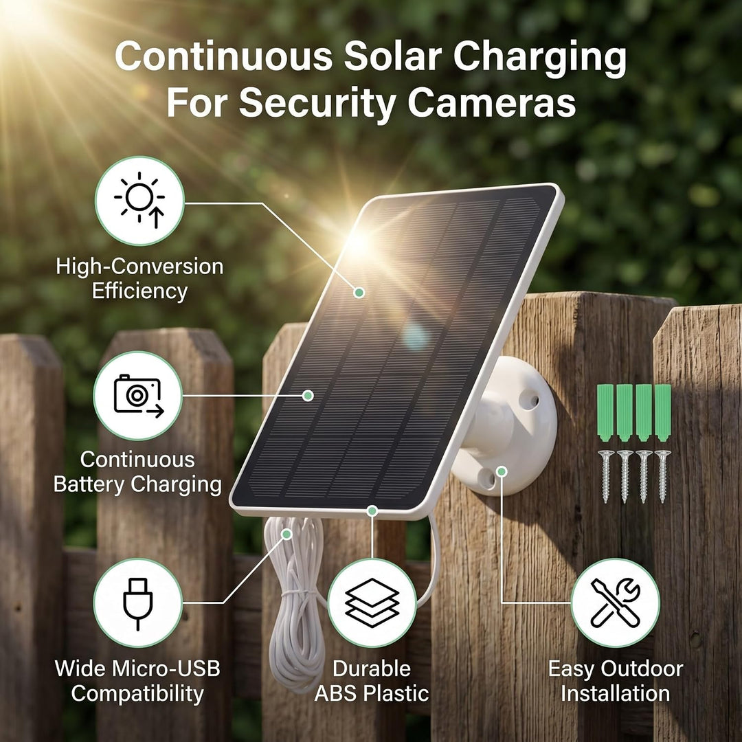 10W Solarpanel für Überwachungskameras Im Freien, Micro USB Solarpanel Ladegerät für Akkukameras (We