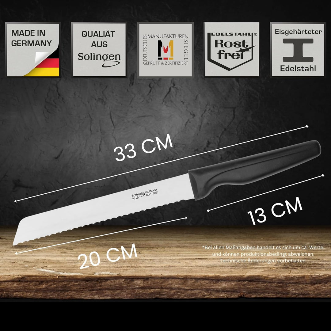 GEHRING SOLINGEN Brotmesser Konfigurator - WAVE | rostfreies, eisgehärtetes & scharfes Messer, Made
