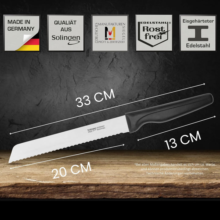 GEHRING SOLINGEN Brotmesser Konfigurator - WAVE | rostfreies, eisgehärtetes & scharfes Messer, Made