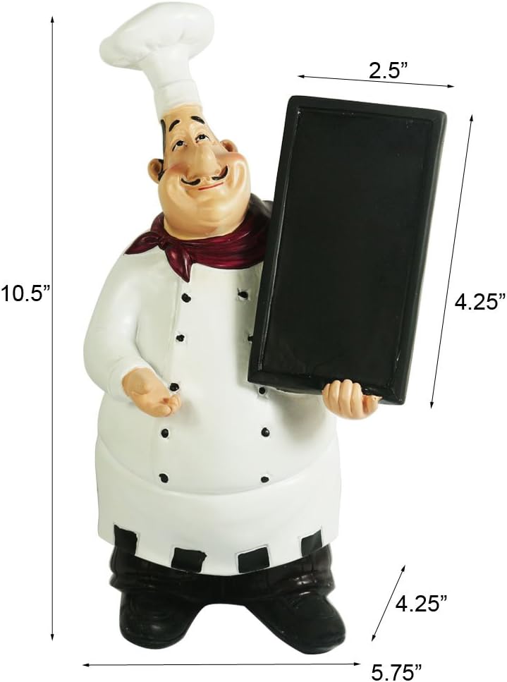 KiaoTime 98915HB Italienische Chef-Figuren Küchendekoration mit Kreidetafel, Küchenfigur, Sammlerstü