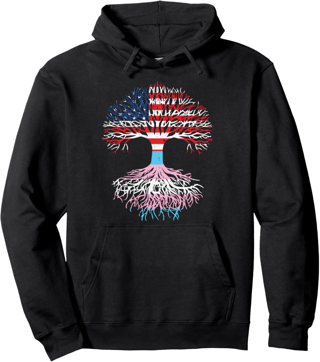 American Grown LGBT-Q Tran-gender Roots Pride Flag Ally Pullover Hoodie
