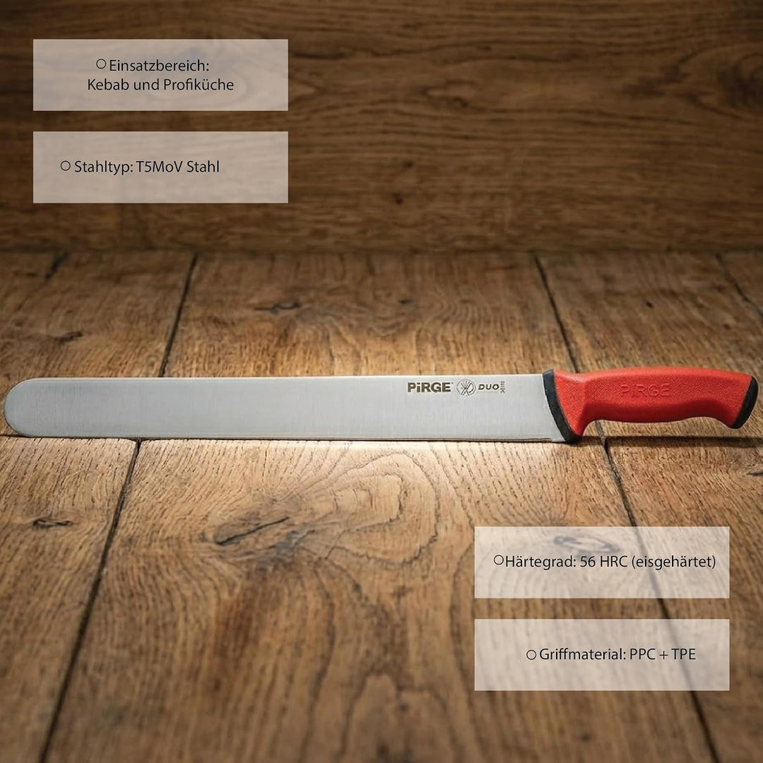 Pirge Duo Dönermesser 45 cm Rot - Aufschnittmesser - Schärfstes Döner Langmesser - Schneidemesser -
