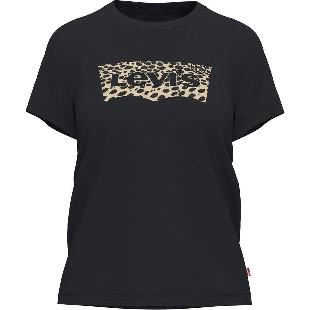 Levi's Damen The Perfect Tee T-Shirt, Large Batwing XXS Batwing Leopard Caviar, XXS Batwing Leopard