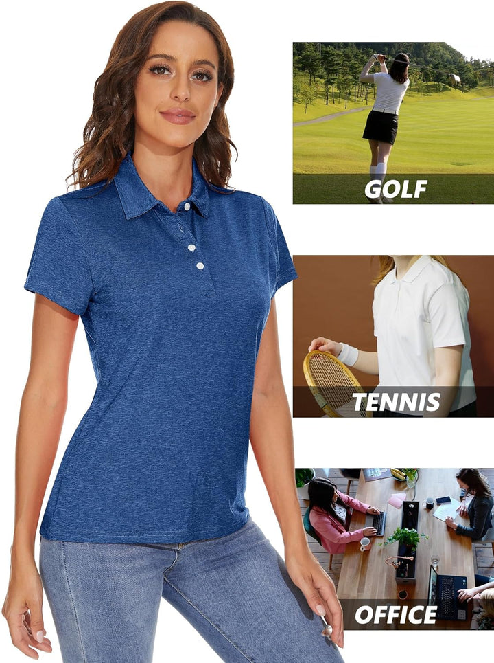MAGCOMSEN Damen Poloshirts Kurzarm Polohemd Schnelltrocknend Golf Tennis Shirts Leicht Sport T-Shirt