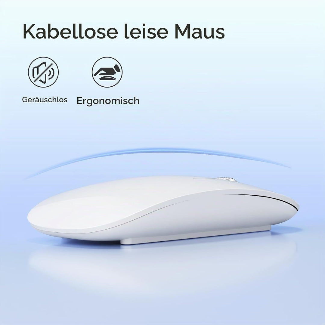 Uiosmuph U30 Bluetooth Maus Kabellose, Wiederaufladbare Leise (BT5.1+ BT5.1+ USB) Funkmaus Laptop Wi