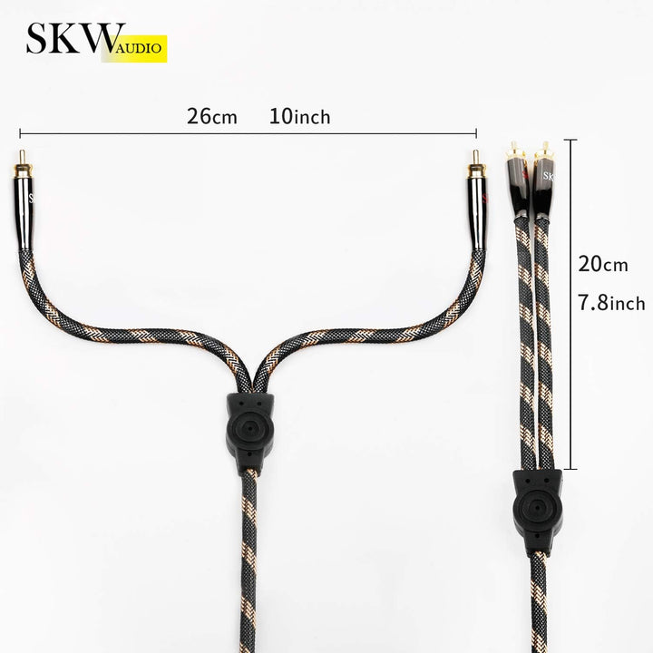 SKW Audiophiles Audio Kabel 3.5mm Klinke auf 2 Cinch Y Splitter Stereo Audio Kabel (3M, Schwarz)