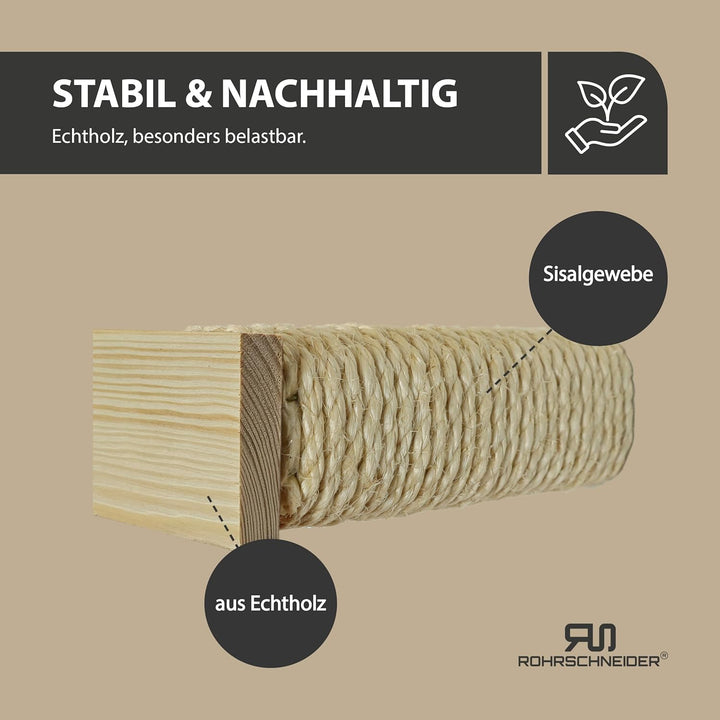 Rohrschneider Katzentreppe für Katzenwand | Kletterwand Katzen Holz | Wandelemente | Kratzstamm mit