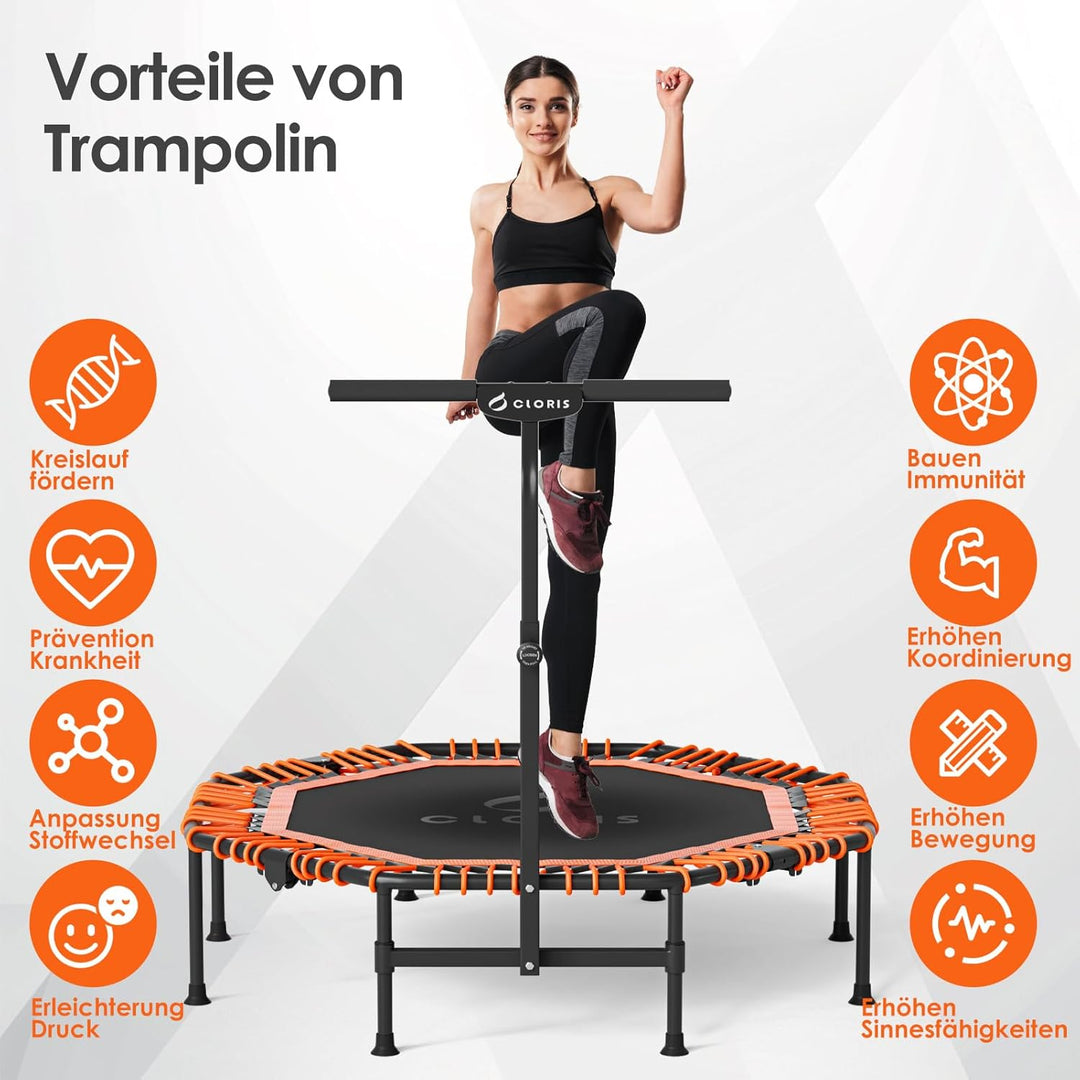 CLORIS 101,6 cm faltbares Fitness-Trampolin – maximale Belastung 220bl, Rebounder mit verstellbarem