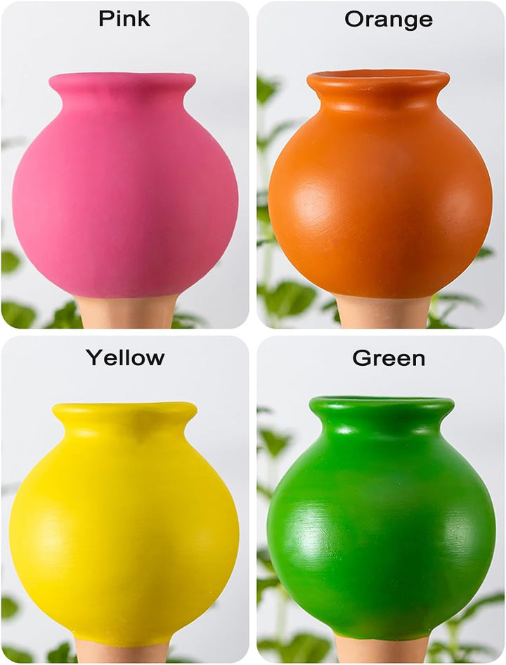 RoseFlower Tonkegel Bewässerung, 4er Set, Tontöpfe Deko, je 100 ml Volumen, Giesskugel für Zimmerpfl