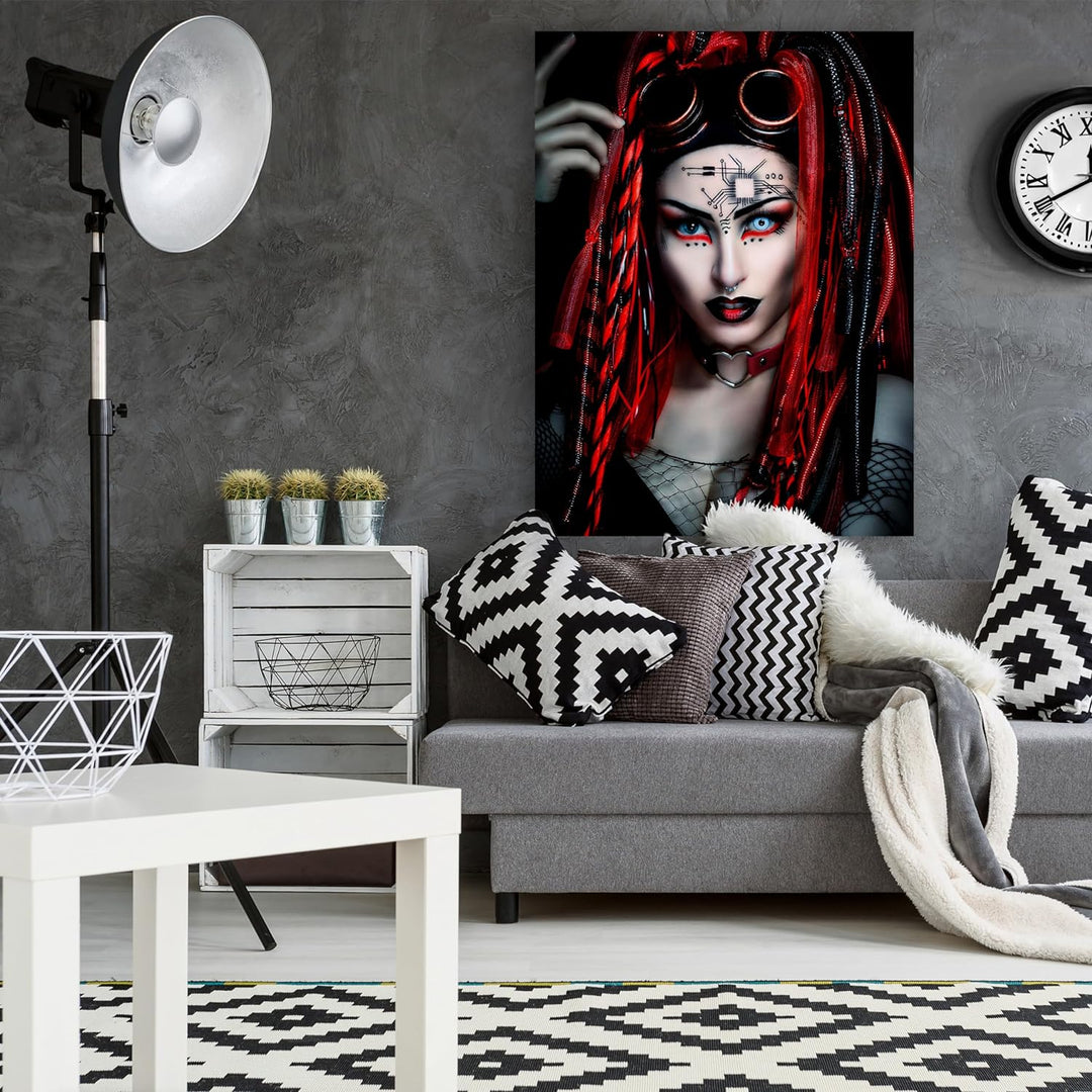 wandmotiv24 Leinwandbild Models, 80x60cm, Hochformat, Frau, Steampunk, Deko, Bilder auf Leinwand, Wa