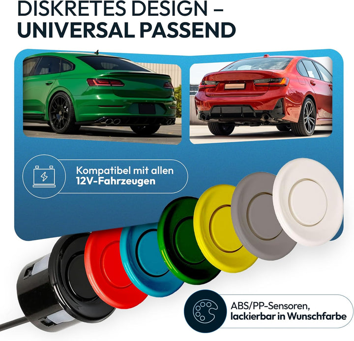 VSG24 Premium Einparkhilfe hinten zum nachrüsten am Auto, PDC Parksensoren hinten mit Stecksystem fü