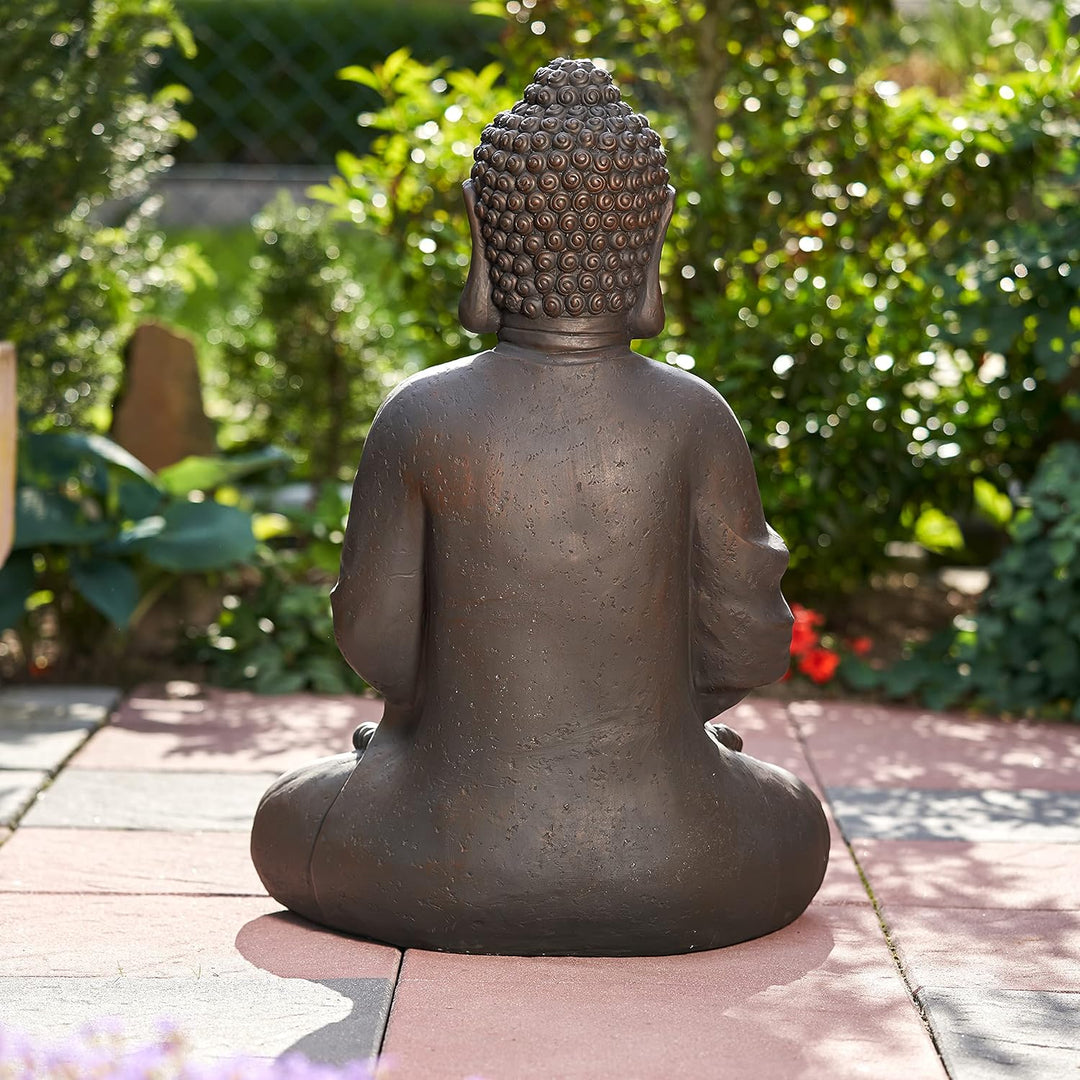 Worldconnection XXXL Grosser Buddha 70 cm Garten Deko Figur Skulptur Feng Shui Steinfigur-Optik
