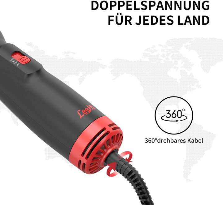 Leeko Warmluftbürste Rundbürstenföhn, 3 In 1 Heissluftbürste with 3 Temperatureinstellungen, One-Ste