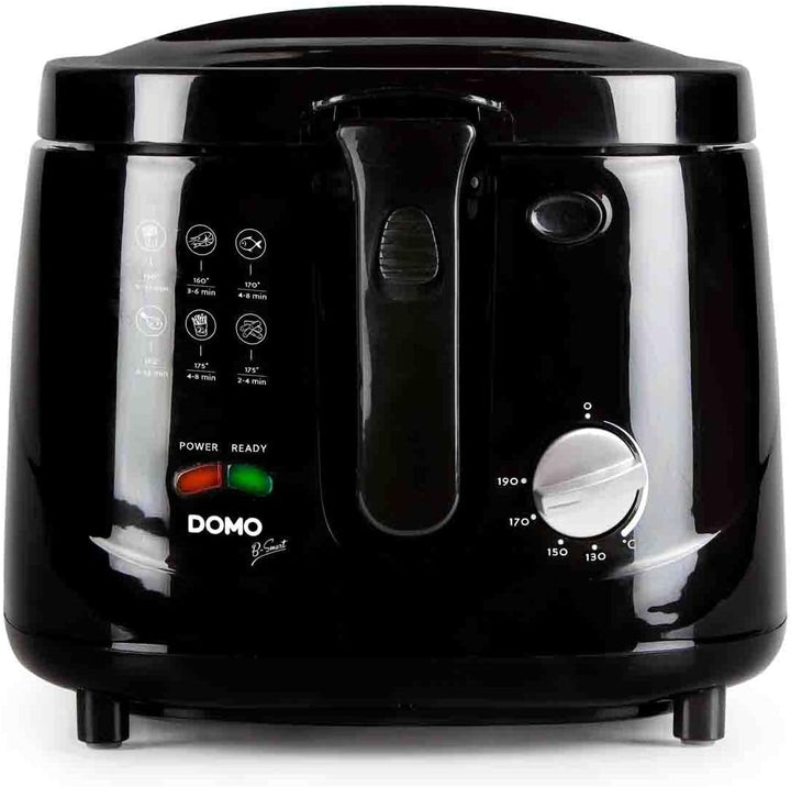 Öl Fritteuse in Schwarz, Handgriff mit Hebesystem, 2,5 Liter 1800 Watt