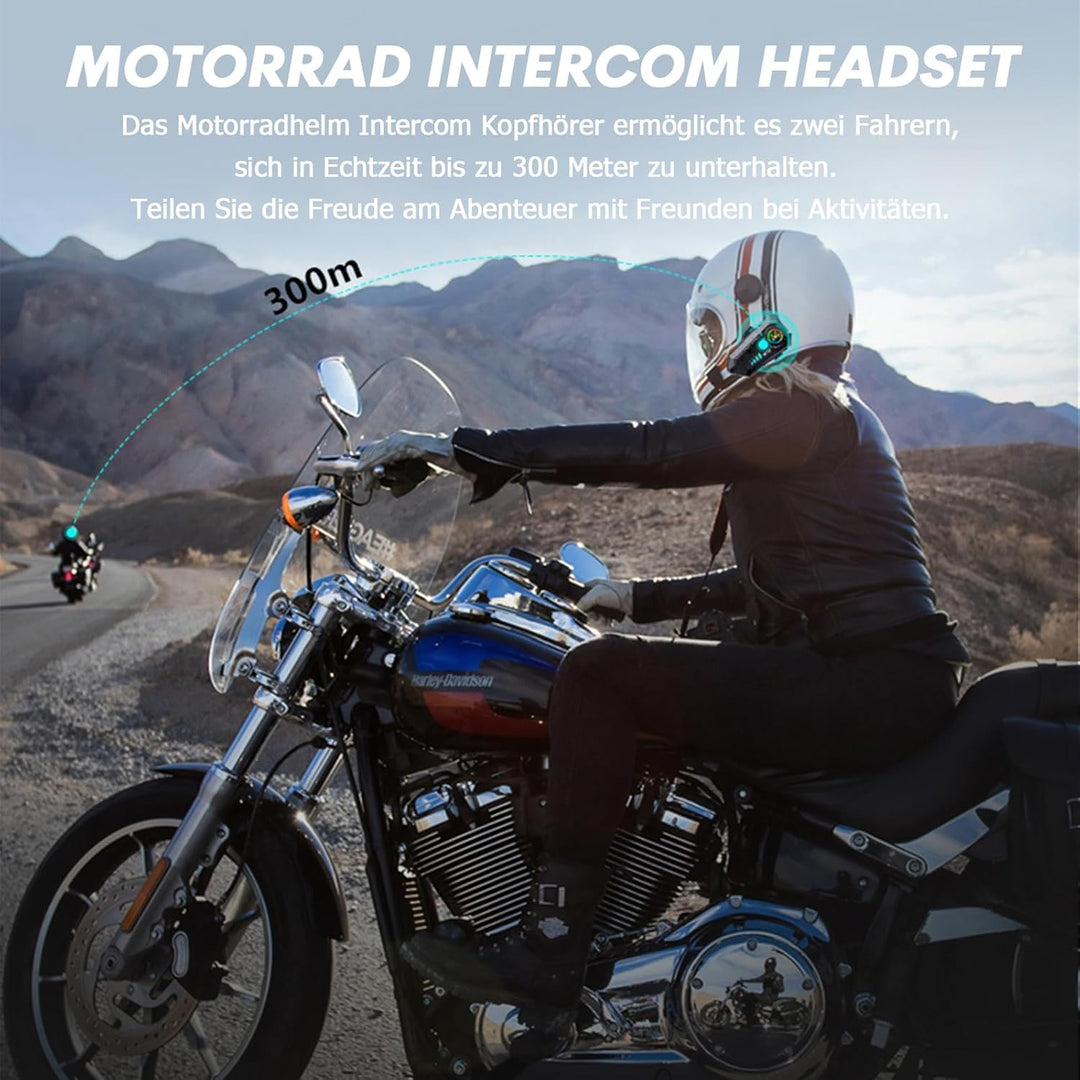 Motorradhelm Headset Bluetooth mit Mikrofon Intercom Motorrad Kommunikationssystem Helm Kopfhörer fü