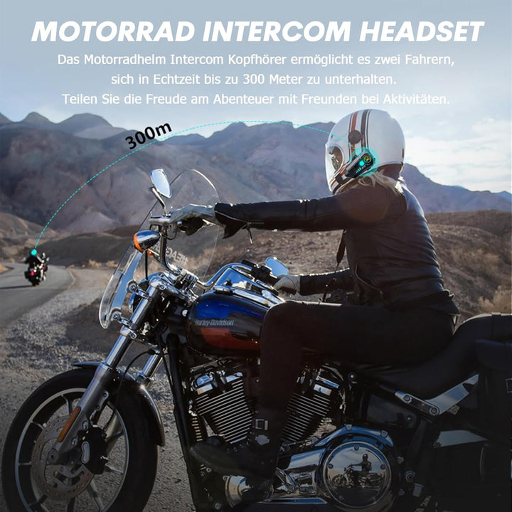 Motorradhelm Headset Bluetooth mit Mikrofon Intercom Motorrad Kommunikationssystem Helm Kopfhörer fü